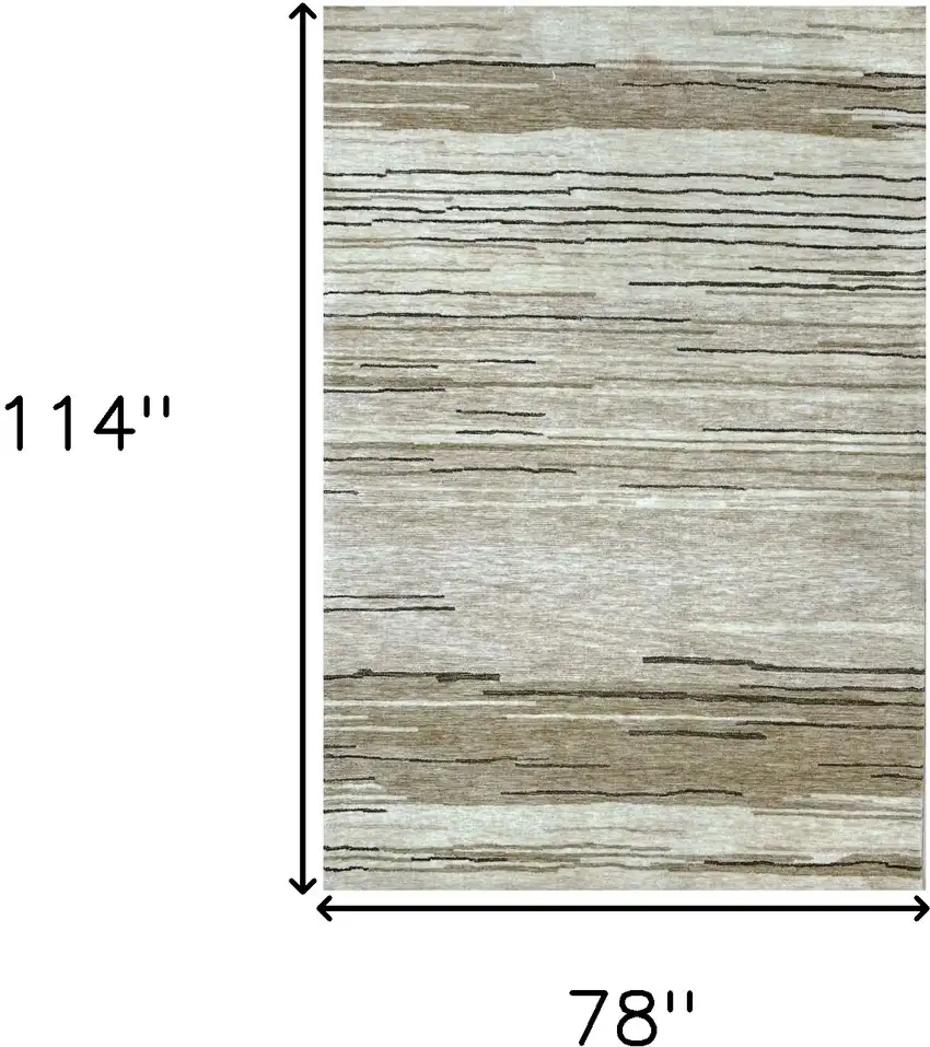 Beige and Brown Abstract Power Loom Distressed Area Rug Photo 3