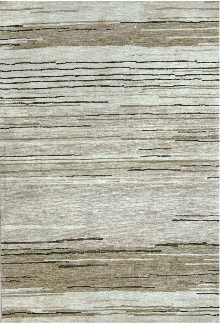 Beige and Brown Abstract Power Loom Distressed Area Rug Photo 4