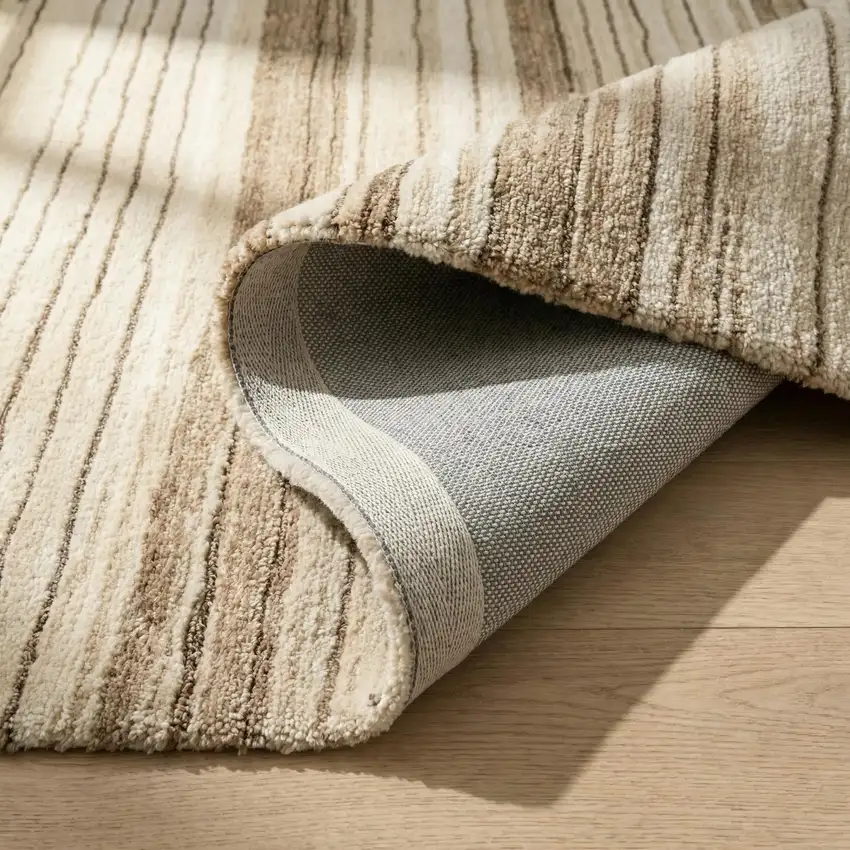 Beige and Brown Abstract Power Loom Distressed Non Skid Area Rug Photo 5