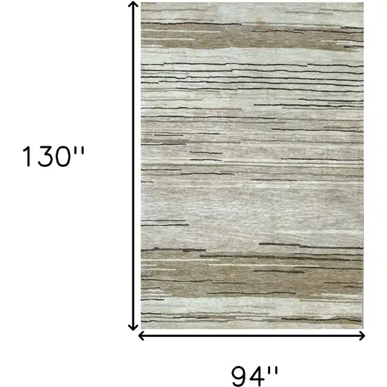 Beige and Brown Abstract Power Loom Distressed Non Skid Area Rug Photo 7