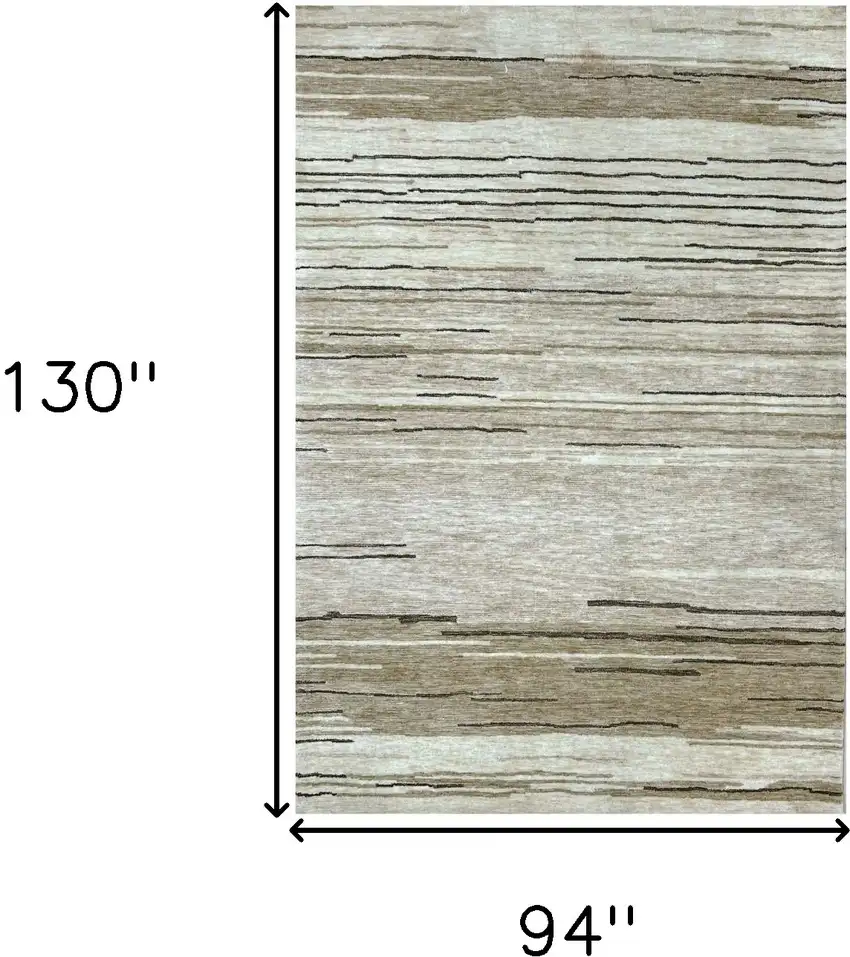 Beige and Brown Abstract Power Loom Distressed Non Skid Area Rug Photo 7