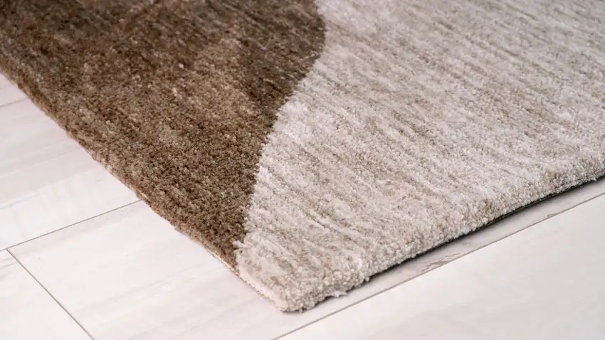 Beige and Brown Abstract Power Loom Distressed Non Skid Area Rug Photo 3
