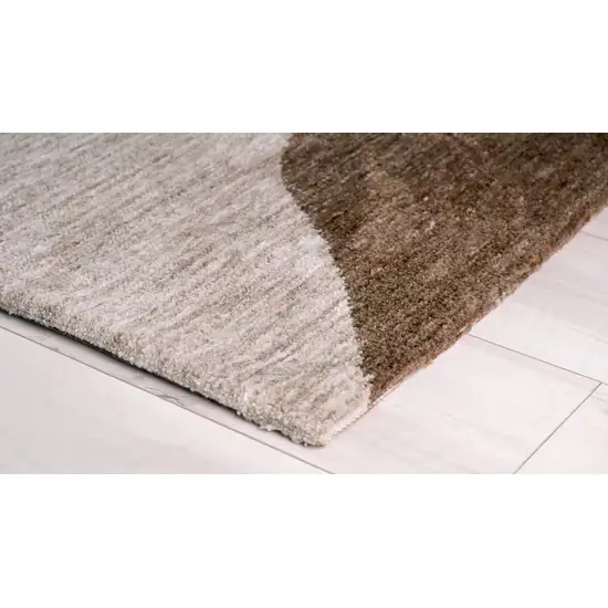 Beige and Brown Abstract Power Loom Distressed Non Skid Area Rug Photo 2