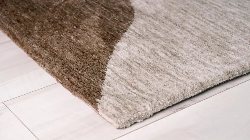 Beige and Brown Abstract Power Loom Distressed Area Rug Photo 8