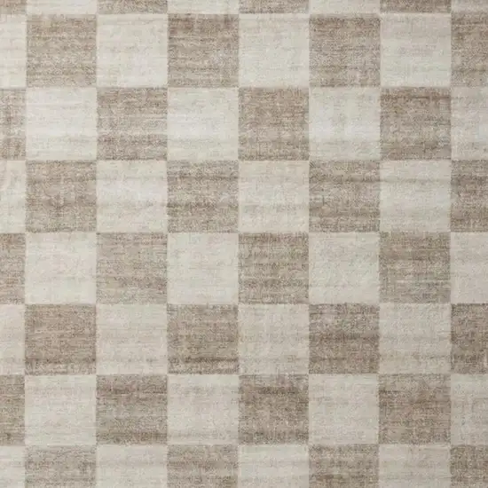 Beige and Brown Checkered Area Rug Photo 2
