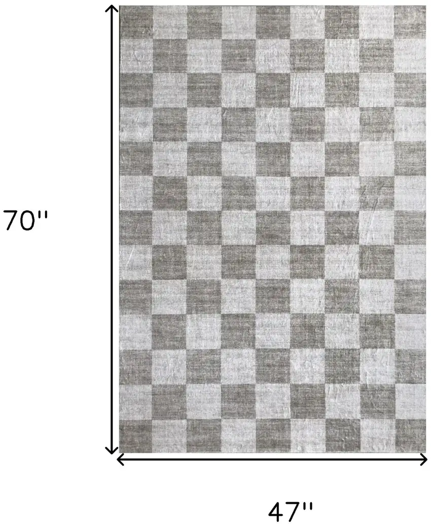 Beige and Brown Checkered Area Rug Photo 6