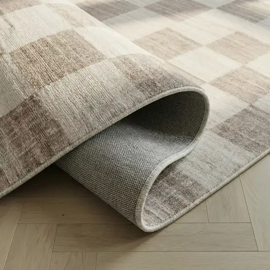 Beige and Brown Checkered Area Rug Photo 9