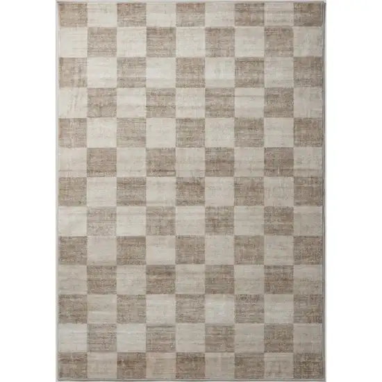 Beige and Brown Checkered Area Rug Photo 4