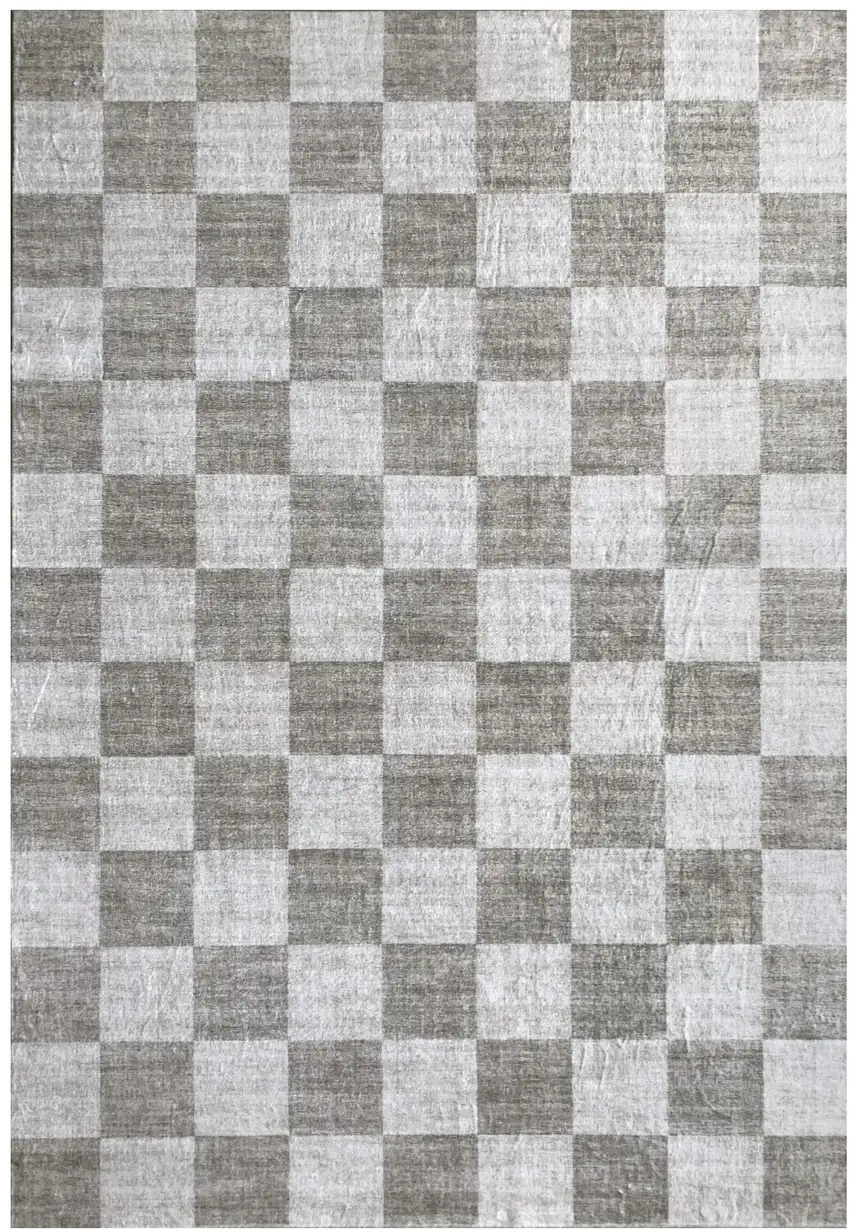 Beige and Brown Checkered Area Rug Photo 2