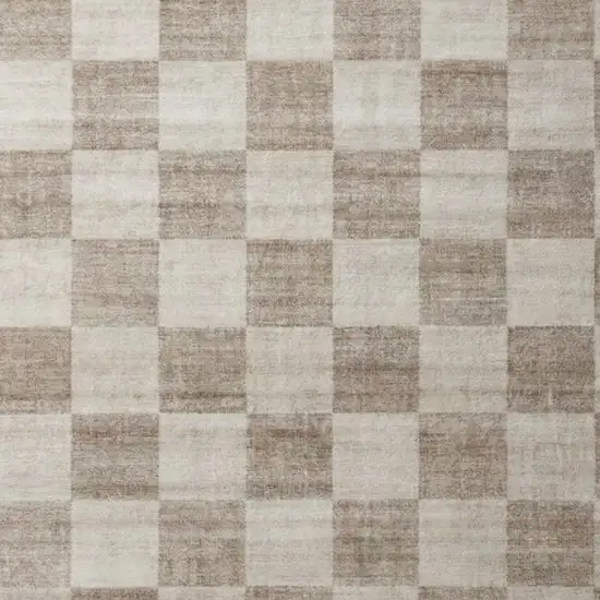 Beige and Brown Checkered Area Rug Photo 2