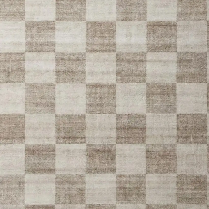 Beige and Brown Checkered Area Rug Photo 2