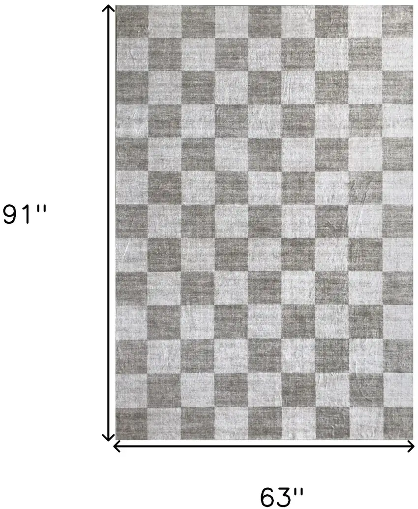 Beige and Brown Checkered Area Rug Photo 6