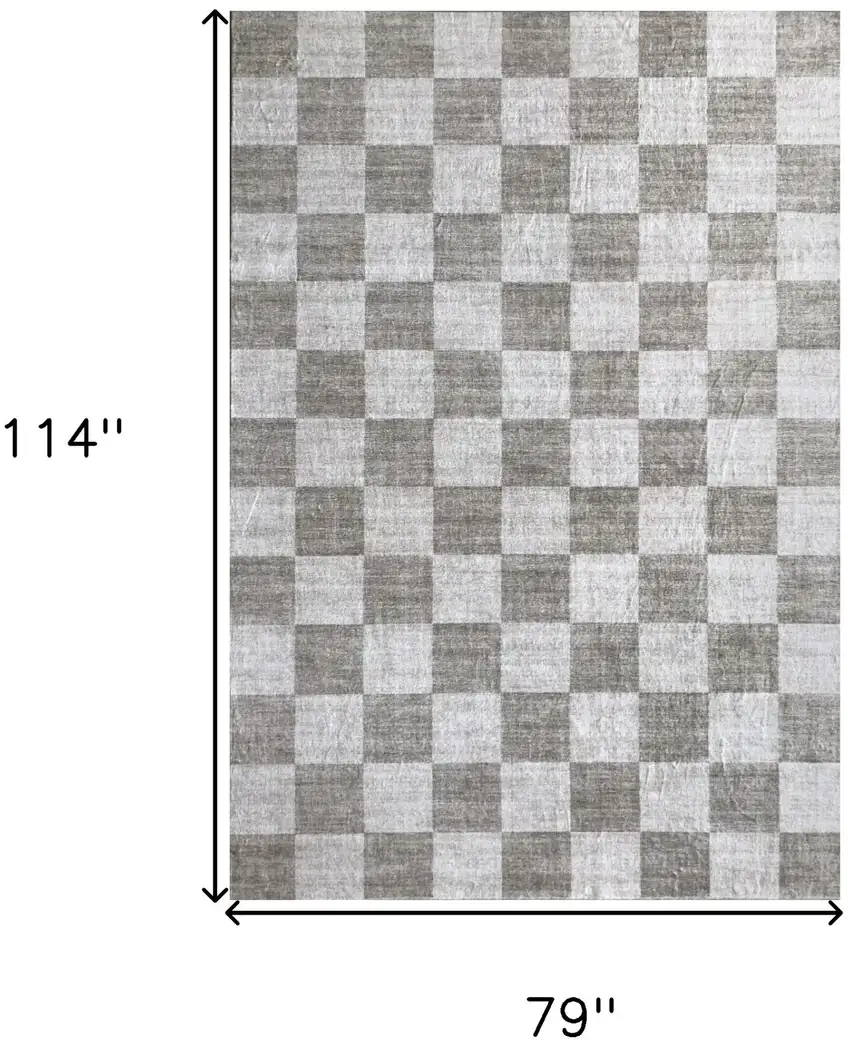 Beige and Brown Checkered Area Rug Photo 6