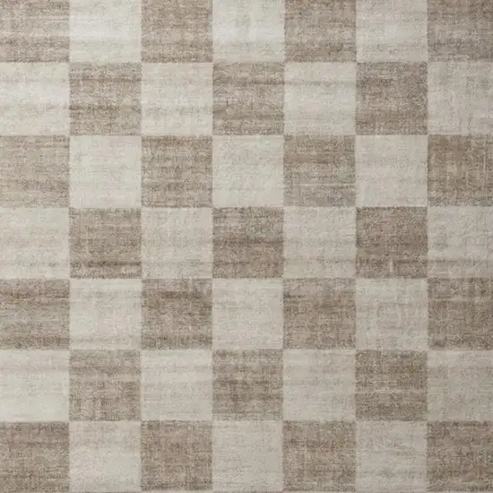 Beige and Brown Checkered Area Rug Photo 2