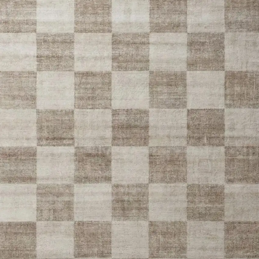 Beige and Brown Checkered Area Rug Photo 2