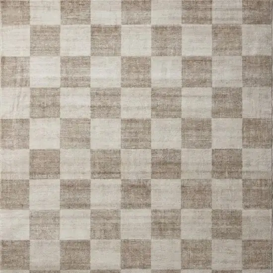 Beige and Brown Checkered Area Rug Photo 2