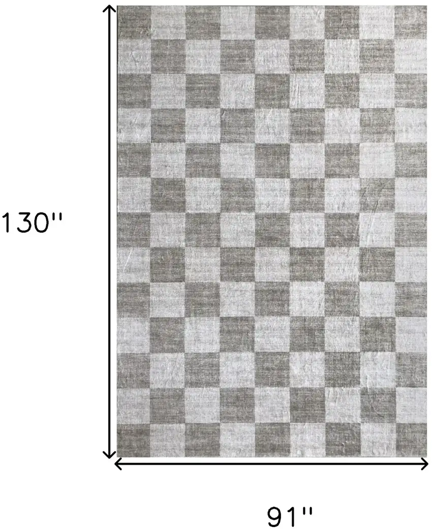 Beige and Brown Checkered Area Rug Photo 6