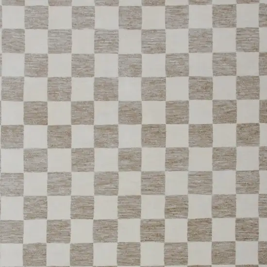 Beige and Brown Checkered Power Loom Area Rug Photo 5