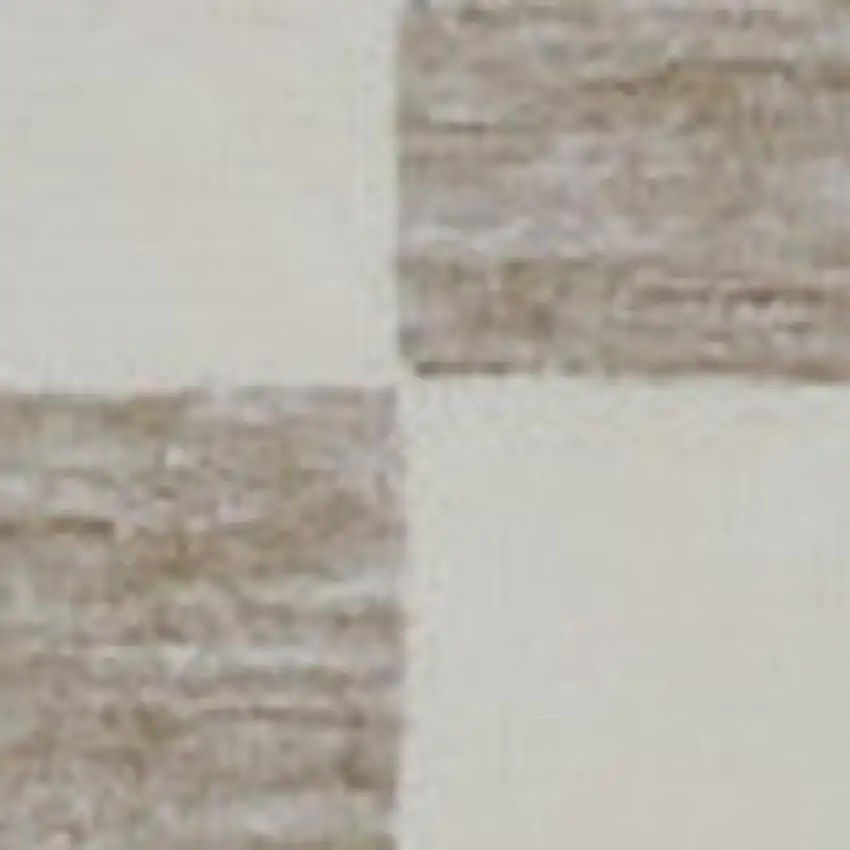 Beige and Brown Checkered Power Loom Area Rug Photo 2