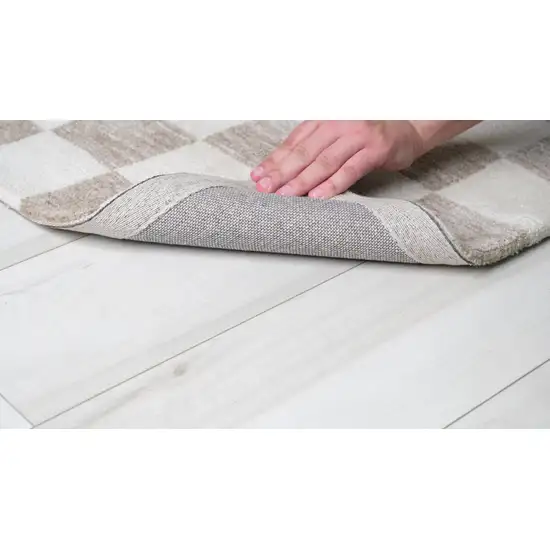 Beige and Brown Checkered Power Loom Area Rug Photo 6
