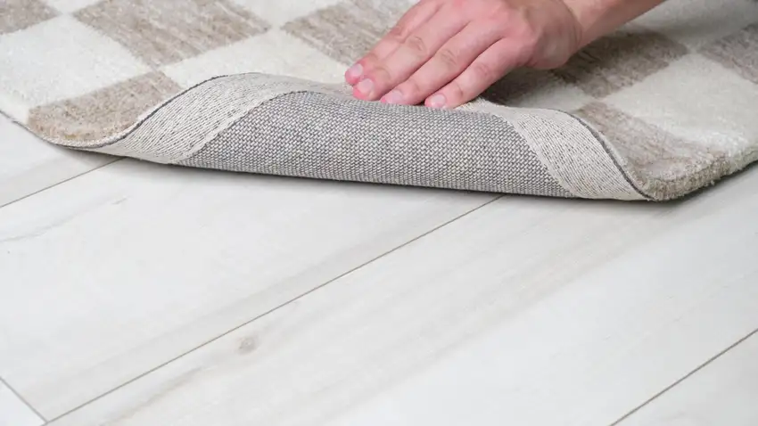 Beige and Brown Checkered Power Loom Area Rug Photo 6