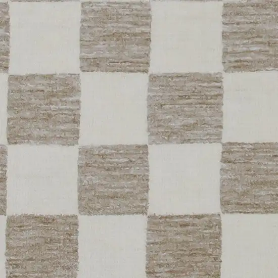 Beige and Brown Checkered Power Loom Area Rug Photo 2