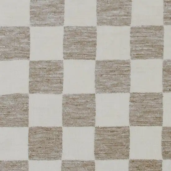 Beige and Brown Checkered Power Loom Area Rug Photo 3