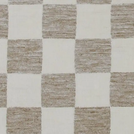 Beige and Brown Checkered Power Loom Area Rug Photo 2