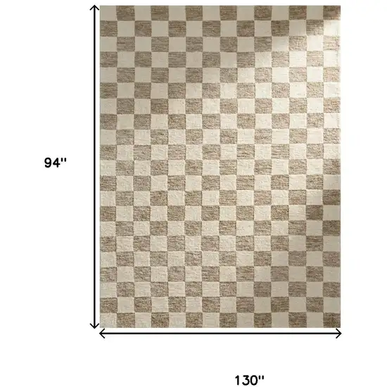 Beige and Brown Checkered Power Loom Area Rug Photo 8