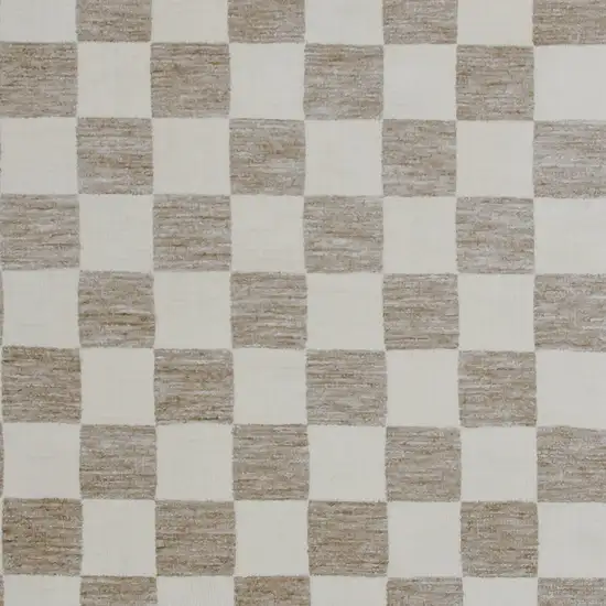 Beige and Brown Checkered Power Loom Area Rug Photo 3