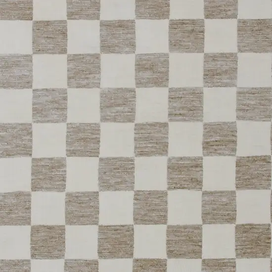 Beige and Brown Checkered Power Loom Area Rug Photo 4