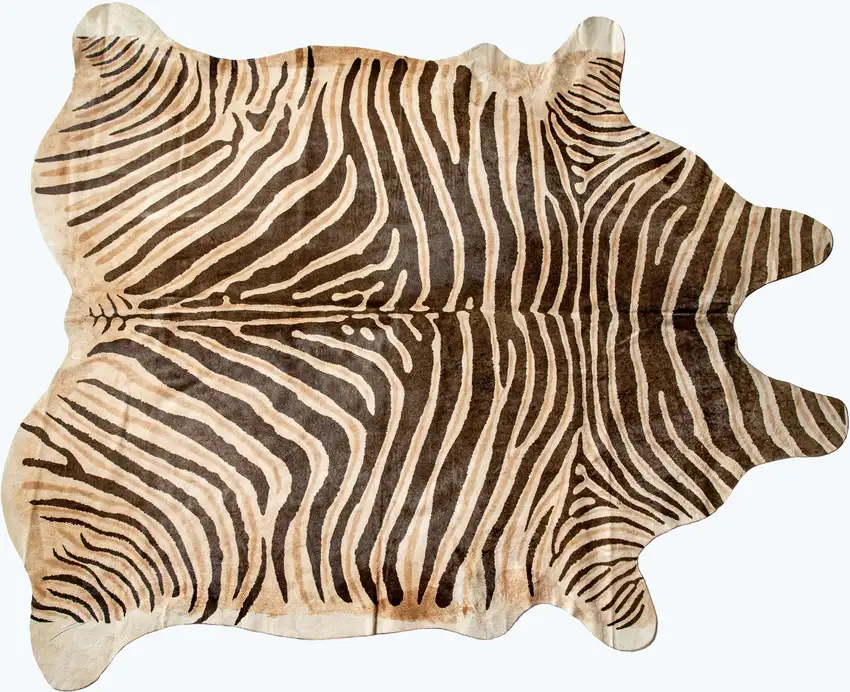 Beige and Brown Cowhide Hand Knotted Area Rug Photo 5