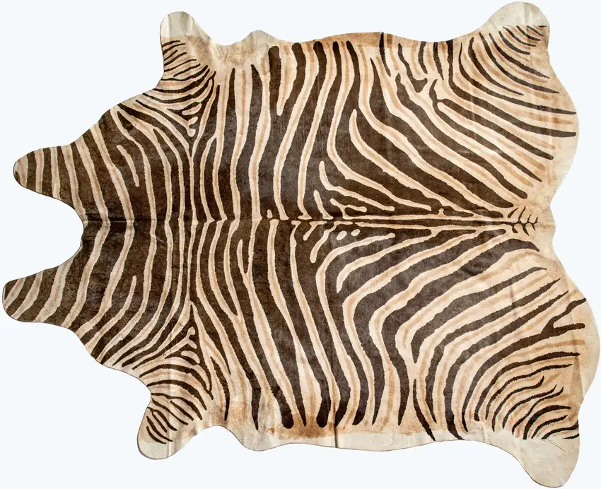 Beige and Brown Cowhide Hand Knotted Area Rug Photo 3