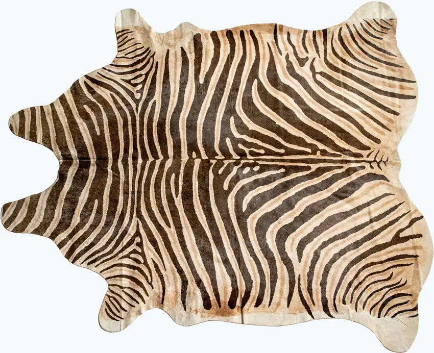 Beige and Brown Cowhide Hand Knotted Area Rug Photo 3