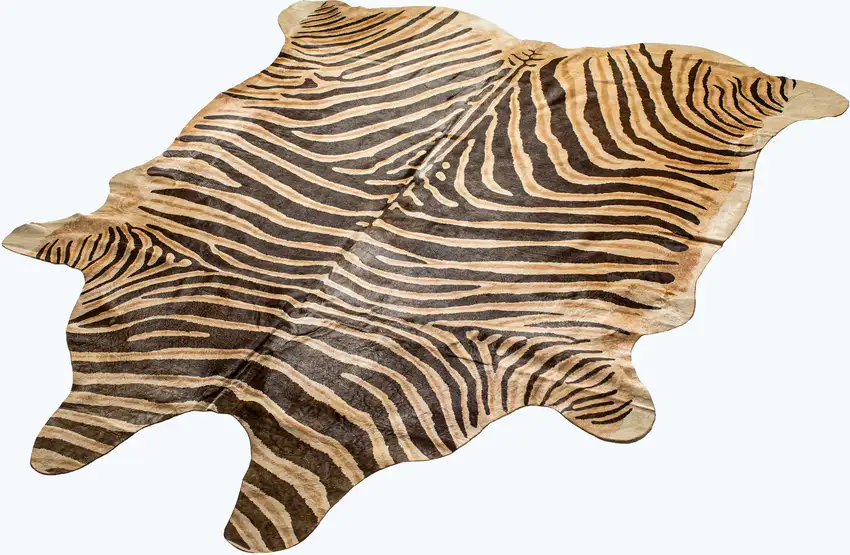 Beige and Brown Cowhide Hand Knotted Area Rug Photo 4