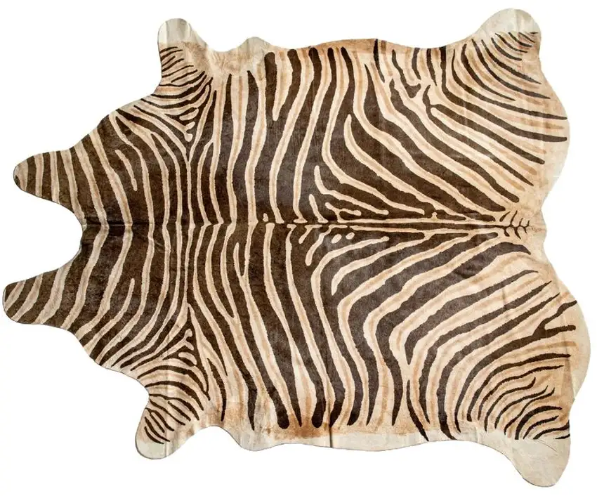 Beige and Brown Cowhide Hand Knotted Area Rug Photo 1