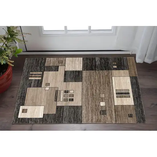 Beige Abstract Dhurrie Area Rug Photo 1