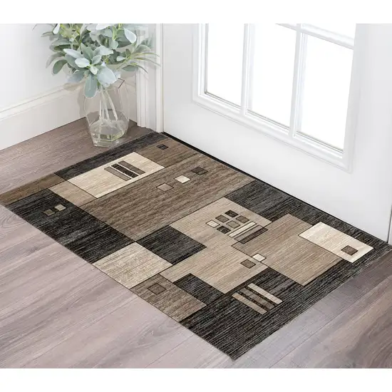 Beige Abstract Dhurrie Area Rug Photo 2