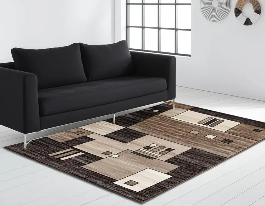 Beige Abstract Dhurrie Area Rug Photo 2
