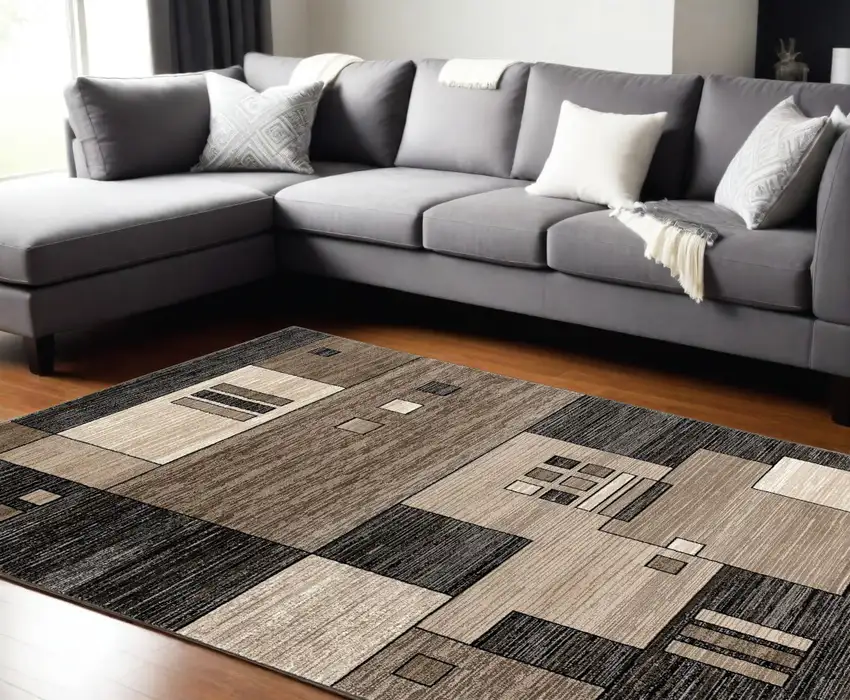 Beige Abstract Dhurrie Area Rug Photo 1