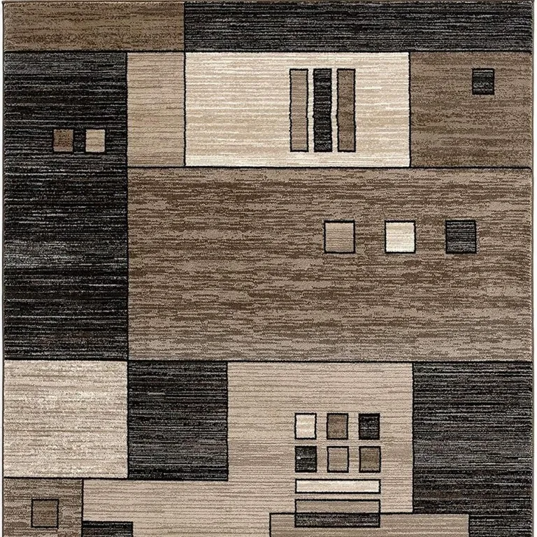 Beige and Brown Geometric Area Rug Photo 4