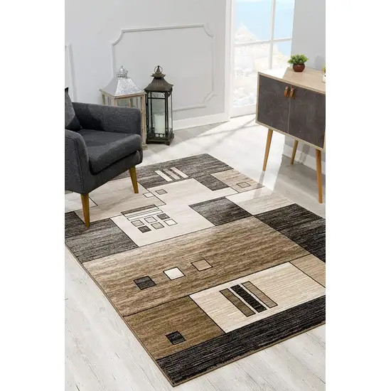 Beige Abstract Dhurrie Area Rug Photo 9