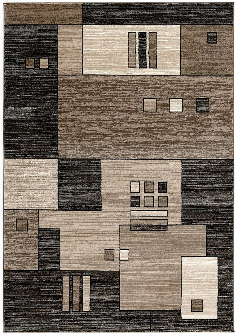 Beige and Brown Geometric Area Rug Photo 2