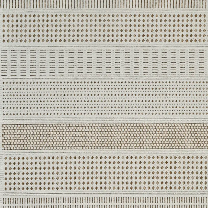 Beige and Brown Geometric Distressed Indoor Outdoor Area Rug Photo 5
