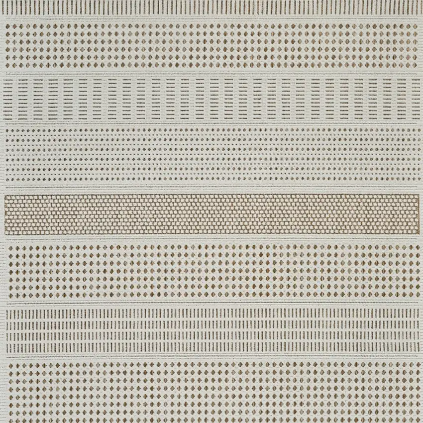 Beige and Brown Geometric Distressed Indoor Outdoor Area Rug Photo 4