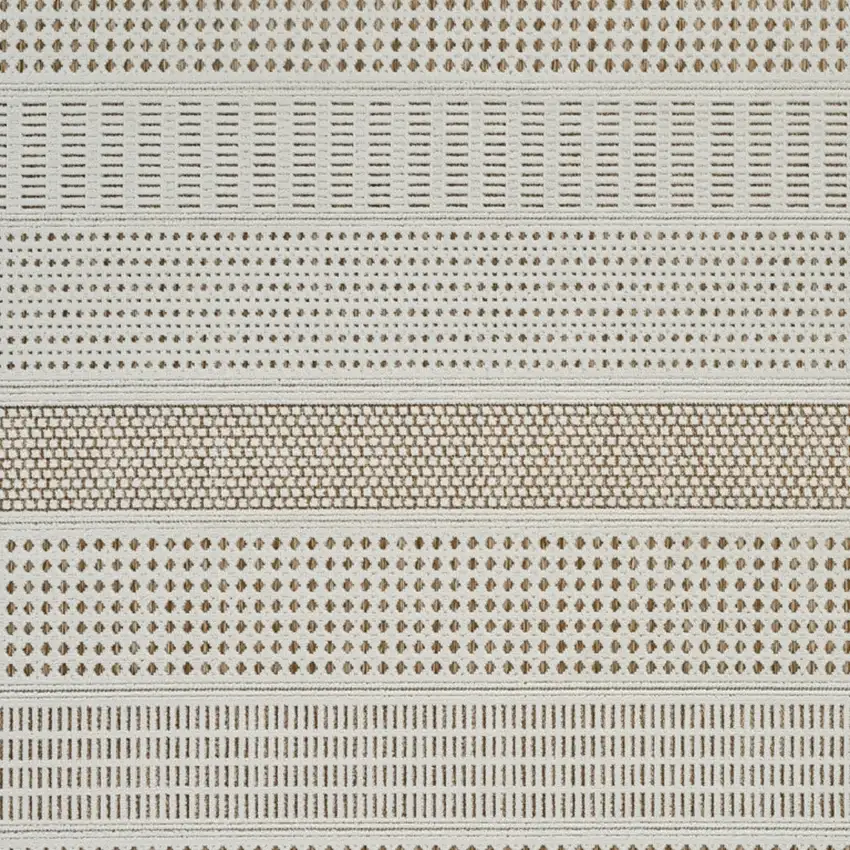 Beige and Brown Geometric Distressed Indoor Outdoor Area Rug Photo 5