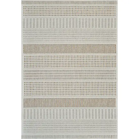 Beige And Brown Geometric Distressed Indoor Outdoor Area Rug Photo 4