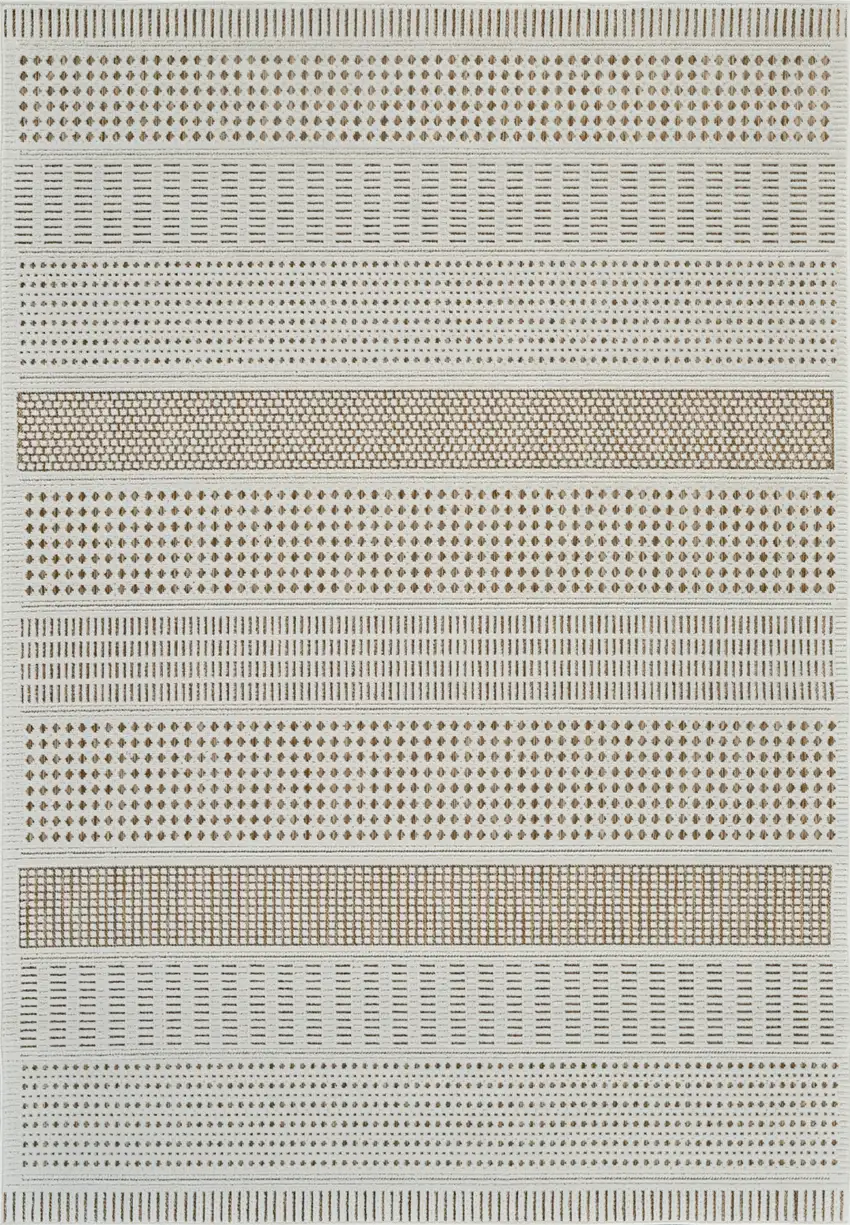 Beige And Brown Geometric Distressed Indoor Outdoor Area Rug Photo 4