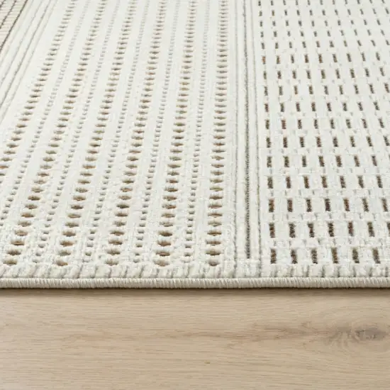 Beige And Brown Geometric Distressed Indoor Outdoor Area Rug Photo 2