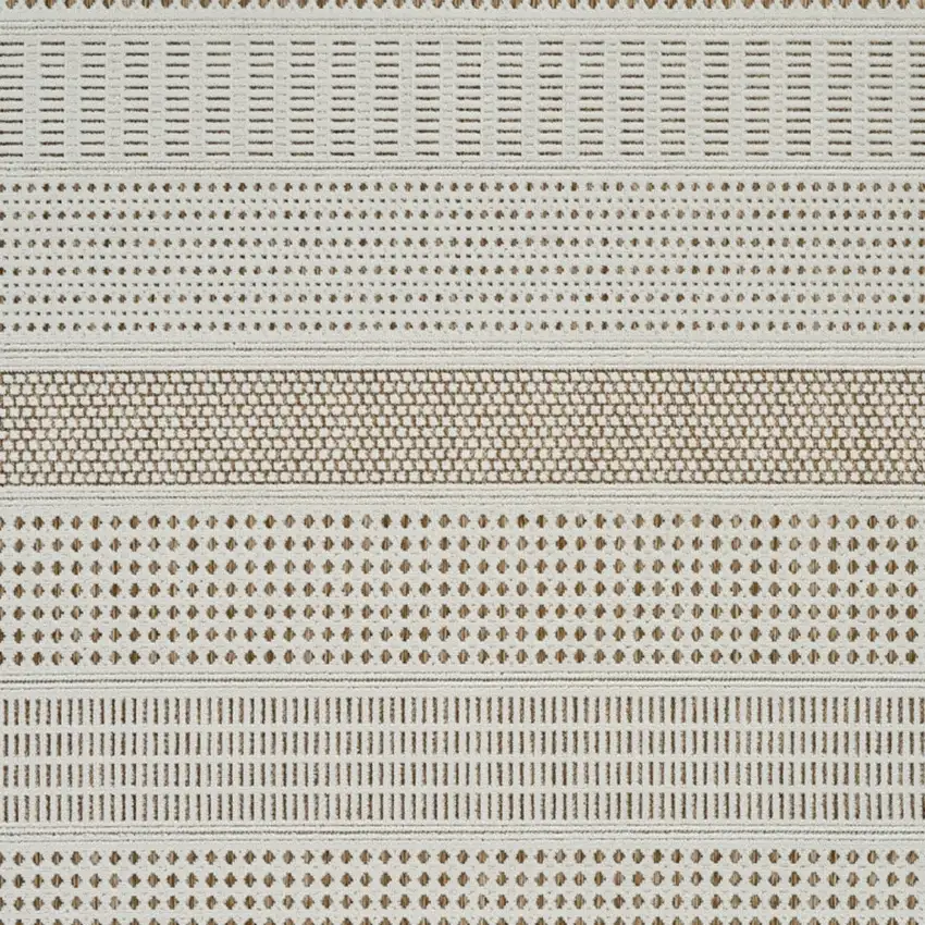 Beige and Brown Geometric Distressed Indoor Outdoor Area Rug Photo 5